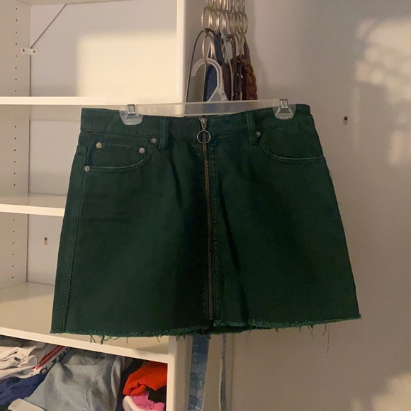 We the Free green denim zip-up skirt - Picture 1 of 2